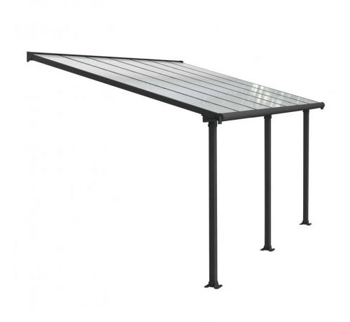 10'x14' (3x4.25m) Palram Canopia Olympia Grey Patio Cover With Clear Panels