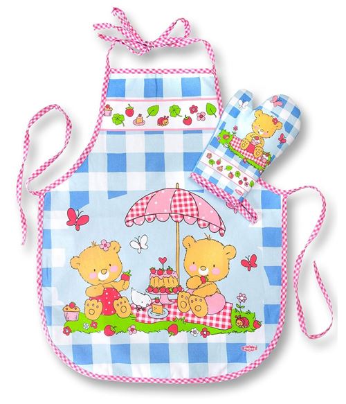 Heless tablier de cuisine et gant de four 50x40 cm