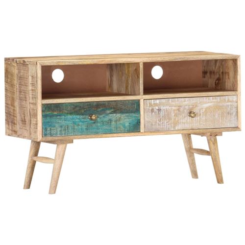 vidaXL Meuble TV 88x30x50 cm Bois solide de manguier