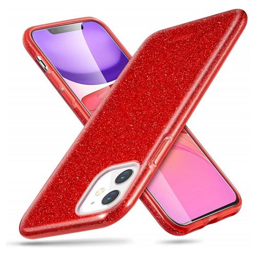Coque Etui Protection Silicone Brillant Rouge Paillette pour Iphone 11