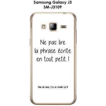 Coque Samsung Galaxy J3 - SM-J3109 design Citation Rebelle Texte noir fond blanc