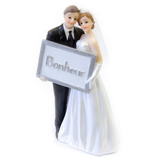 figurine couple mariés cadre photo bonheur 15cm - SUJ4969