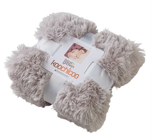 Bizzi Growin couverture Koochicoo 90 x 90 cm en peluche/gris coton