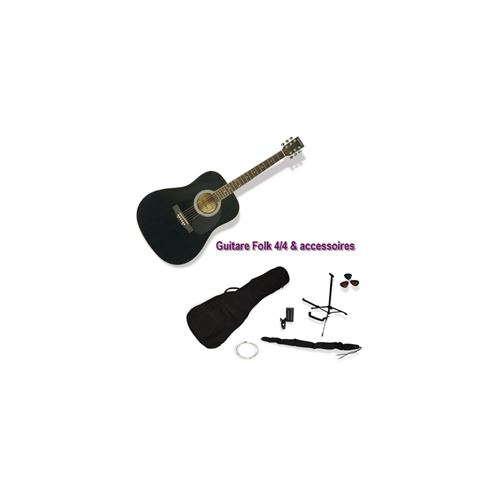 DELSON Pack Guitare Folk Montana noir + accessoire