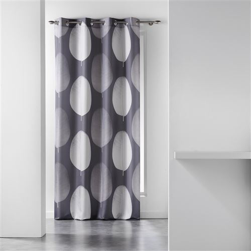 Rideau a oeillets 140 x 260 cm polyester imprime tempo Taupe