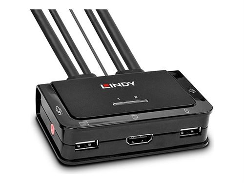 Lindy Compact 2 Port KVM Switch - KVM-schakelaar - 2 x KVM / audio / USB - 1 lokale gebruiker - desktop