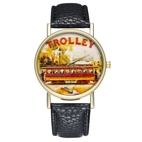 Montre à quartz vintage pour homme avec bracelet en cuir de style classique et bracelet en cuir pour homme, T334-Anoir