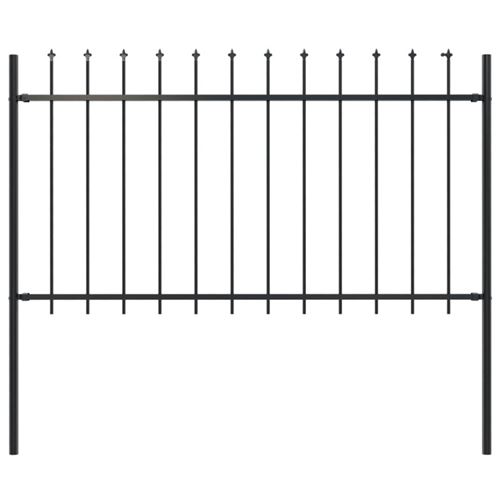 Vidaxl Noir Clôture De Jardin Avec Dessus En Lance - Image 2