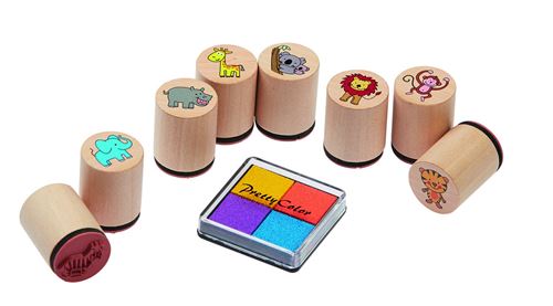 Goki 8 pièces ANIMAUX SAUVAGES de BOIS