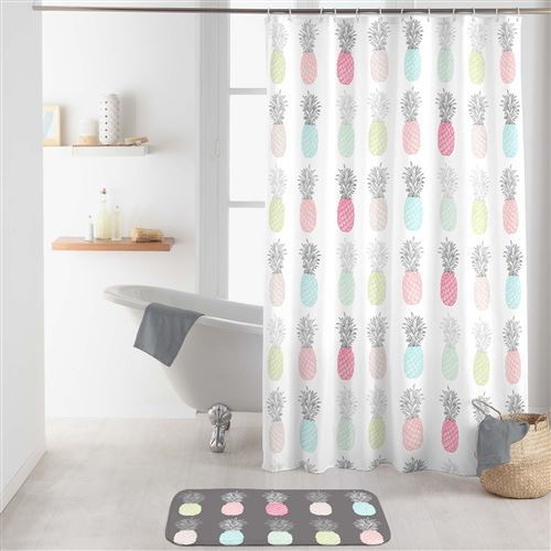 rideau de douche avec crochets 180 x 200 cm polyester imprime allonanas