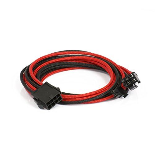 phanteks phanteks 6+2-pin pcie verlangerung 50cm - sleeved schwarz/rot noir