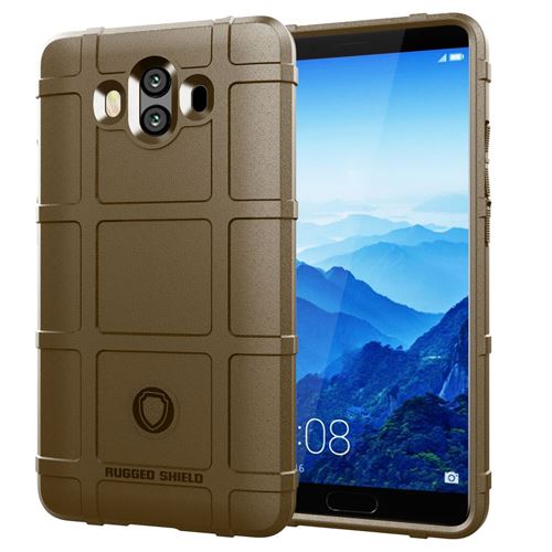 Coque en TPU grille carrée anti-choc souple anti-chocs marron pour votre Huawei Mate 10