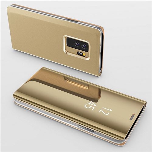 Coque Rabat Miroir Or pour Samsung Galaxy S9 PLUS - Coque Housse Etui Case Protection Clear View Phonillico®