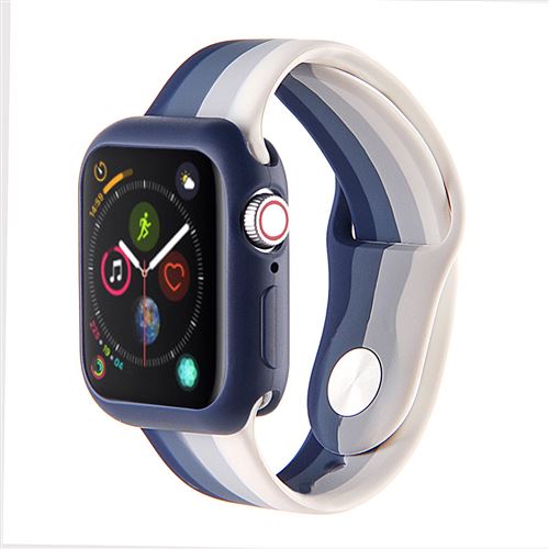 Bracelet en silicone avec coque de protection pour Apple Watch Series 6/ SE/ 5/ 4 44mm - Multicolore#2(Taille L)