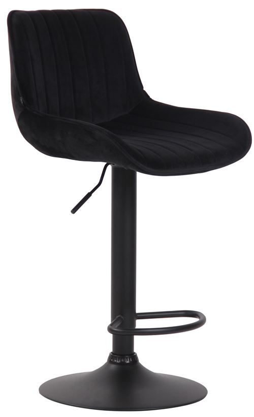 Tabouret de bar Lentini en Velours avec Hauteur réglable et Piètement trompette en Métal , Noir /Noir