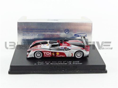 Voiture Miniature de Collection SPARK 1-87 - AUDI R10 TDI Sport - Le Mans 2008 - Red / White / Black - 87S095