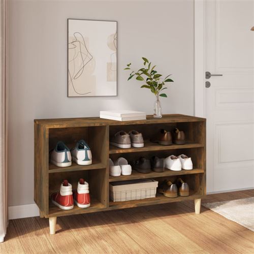 vidaXL Armoire à chaussures Chêne fumé 102x36x60 cm Bois d'ingénierie819745