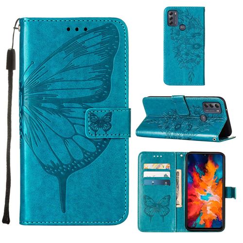 MPFRANCE Housse pour Motorola Moto G50 4G Bleu [Papillon V3]