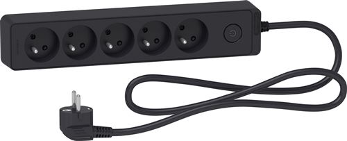 Rallonge Odace 5 prises avec connecteur 1,5m anthracite ST9351B - Image 3