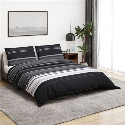 Ensemble de housse de couette noir et blanc 220x240 cm Coton Vidaxl