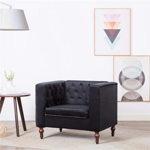 Fauteuil Noir Velours vidaXL - Noir