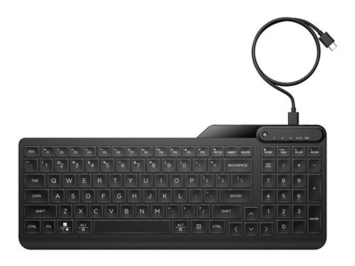 HP 405 - Clavier - dispositif multiple - compact - rétroéclairé - USB-C - QWERTY - US - noir - Smart Buy