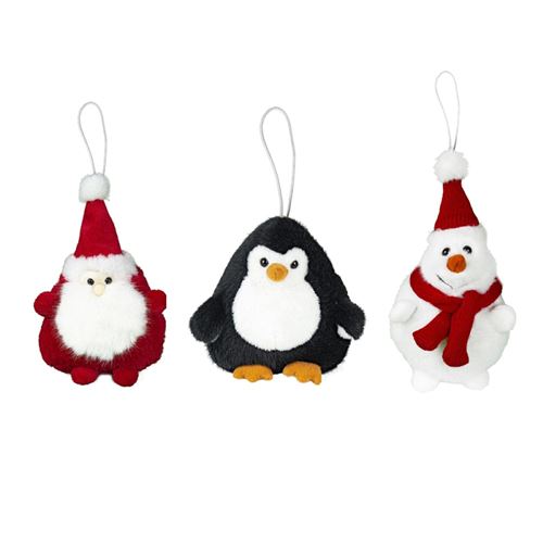 Enesco Lot de 3 Petites peluches boules de Noël - décoration de sapin 12 cm