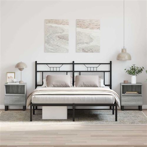 Vidaxl Gris Tables De Chevet 2 Pcs Sonoma 40X35x50 Cm Bois Ingénierie830649 - Image 3