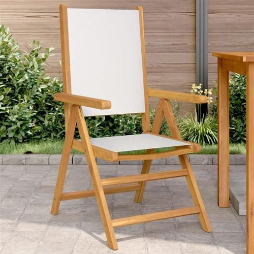 vidaXL - Lot de 2 Chaises de Jardin - Bois d'Acacia Massif - Pliable - Blanc - Image 2