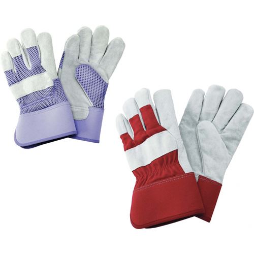 Kent & Stowe - Gants de jardinage renforcés tissu et cuir Gloves Lot de 2 : 1 violet taille M + 1 rouge taille L