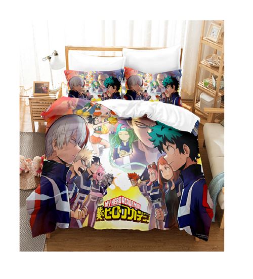 Set de housse de couette My Hero Academia en polyester 140x200cm avec 2 taies d'oreiller 50*75cm #MK21042