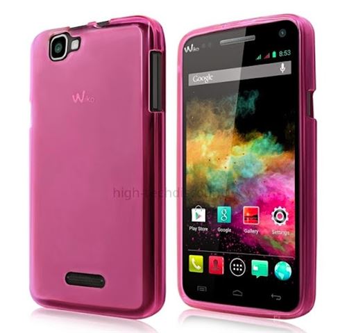 Housse etui coque pochette silicone gel fine pour Wiko Rainbow + film ecran - ROSE FONCE - htdmobiles