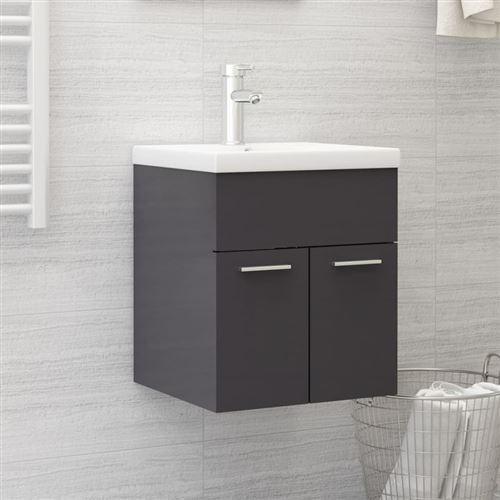 vidaXL Armoire d'évier Gris brillant 41x38,5x46 cm Bois d’ingénierie
