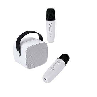 Enceinte Bluetooth 5.1 avec 2 Micro karaoké Sans Fil Modèle Party Btmic 15W PARTY Blanc - 1