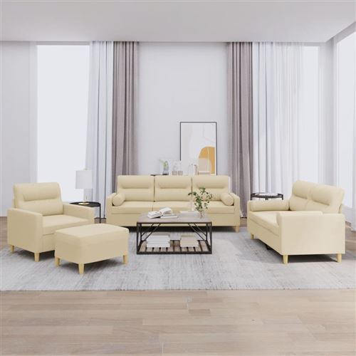 Non Communiqué Crème Vidaxl 4-Delige Loungeset Met Kussens Stof Crãmekleurig3201562