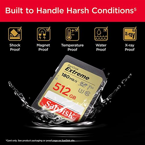 SanDisk Extreme - Carte mémoire flash - 512 Go - Video Class V30 / UHS-I U3 / Class10 - SDXC UHS-I