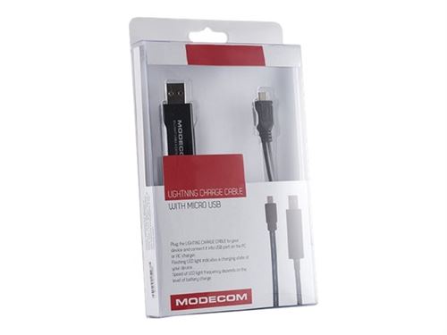 MODECOM - Câble d'alimentation - Lightning pour Micro-USB de type B - 80 cm - noir
