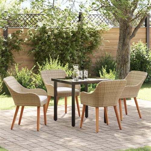 Vidaxl Beige Ensemble De Salle À Manger Pour Jardin 5 Pc Polyrotin - Image 2