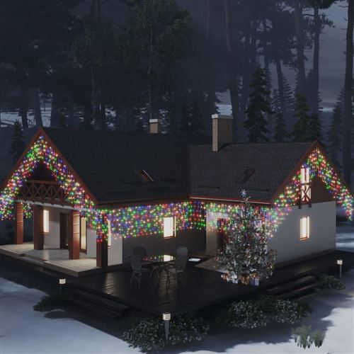 vidaXL Rideau lumineux à glaçons LED 10 m 400 LED colorées 8 fonctions