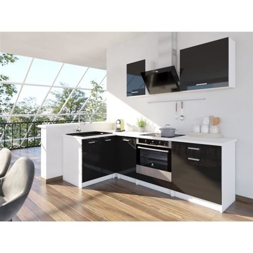 EXTRA - Cuisine complete dangle L 240cm - Noir Laque