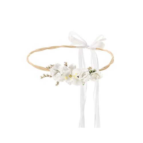 couronne de fleurs artificielles boho 18cm blanc - WIAN5