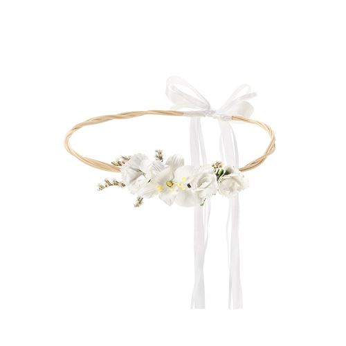 couronne de fleurs artificielles boho 18cm blanc - partydeco wian5