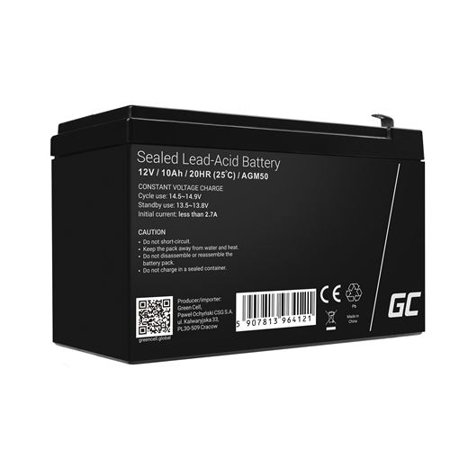 Non Communiqué Green Cell® Batterie Agm 12V 10Ah Accumulateur Pour Ups Système Batterie De Secours Batterie De Résérve
