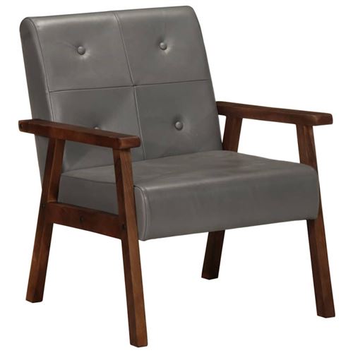Non Communiqué Gris Vidaxl Fauteuil Echt Leer