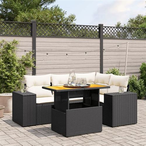 Non Communiqué Noir Vidaxl Salon De Jardin Avec Coussins 5 Pcs, Canapés De Terrasse, Ensemble De Meubles De Patio, Mobilier D'extérieur, 3272617