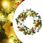 vidaXL Couronne de Noël avec lumières LED vert 60 cm PVC321516