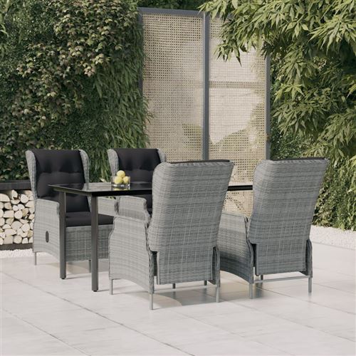 vidaXL - Ensemble à manger de jardin - 5 pièces - Gris clair - Image 2