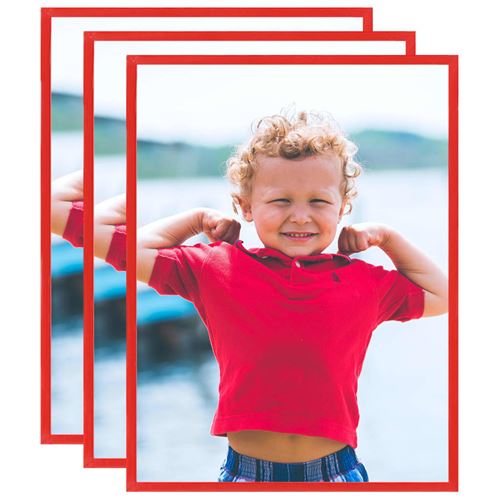 vidaXL Collage de cadres photo 3 pcs au mur table Rouge 40x50 cm MDF