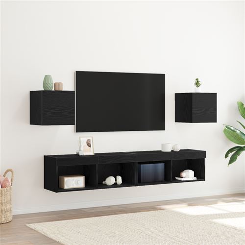  Meuble Tv Mural 2 Pcs Ch&ecirc;ne Noir 30,5 X 30 X 30 Cm Vidaxl