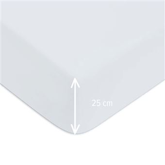 Drap housse Le Roi du Matelas Drap-housse Coton Blanc Bonnet 25 - 70x190 cm  - 100% coton 